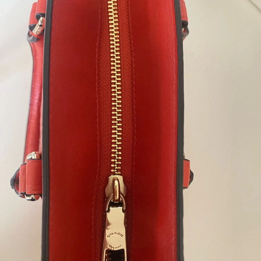 Coach Red Coral Croc-Embossed Leather Bag with Crossbody Strap
